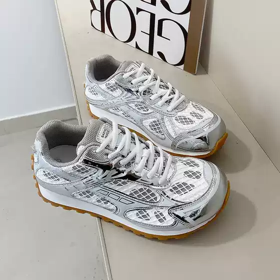 Paris Style Mesh Silver Dad Sneakers for Women, 2025 Summer New Chunky Platform Casual Sports Shoes, WYB Same Style