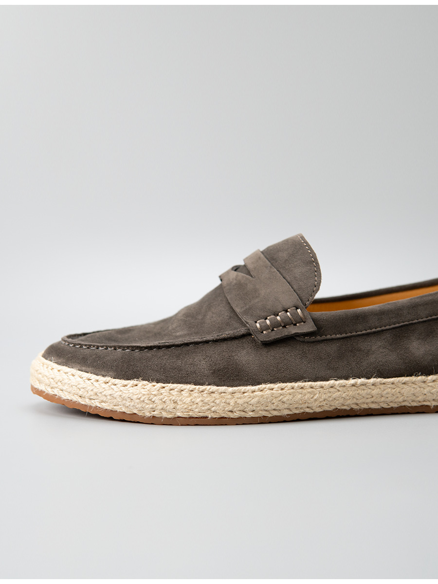 Giày lười nam Luofan chất liệu cashmere, đế cói đan thủ công, không dây, đa năng — màu đen, Màu xanh dương, màu xám, Xanh lá cây