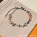 3#New silver english letter flower bracelet
