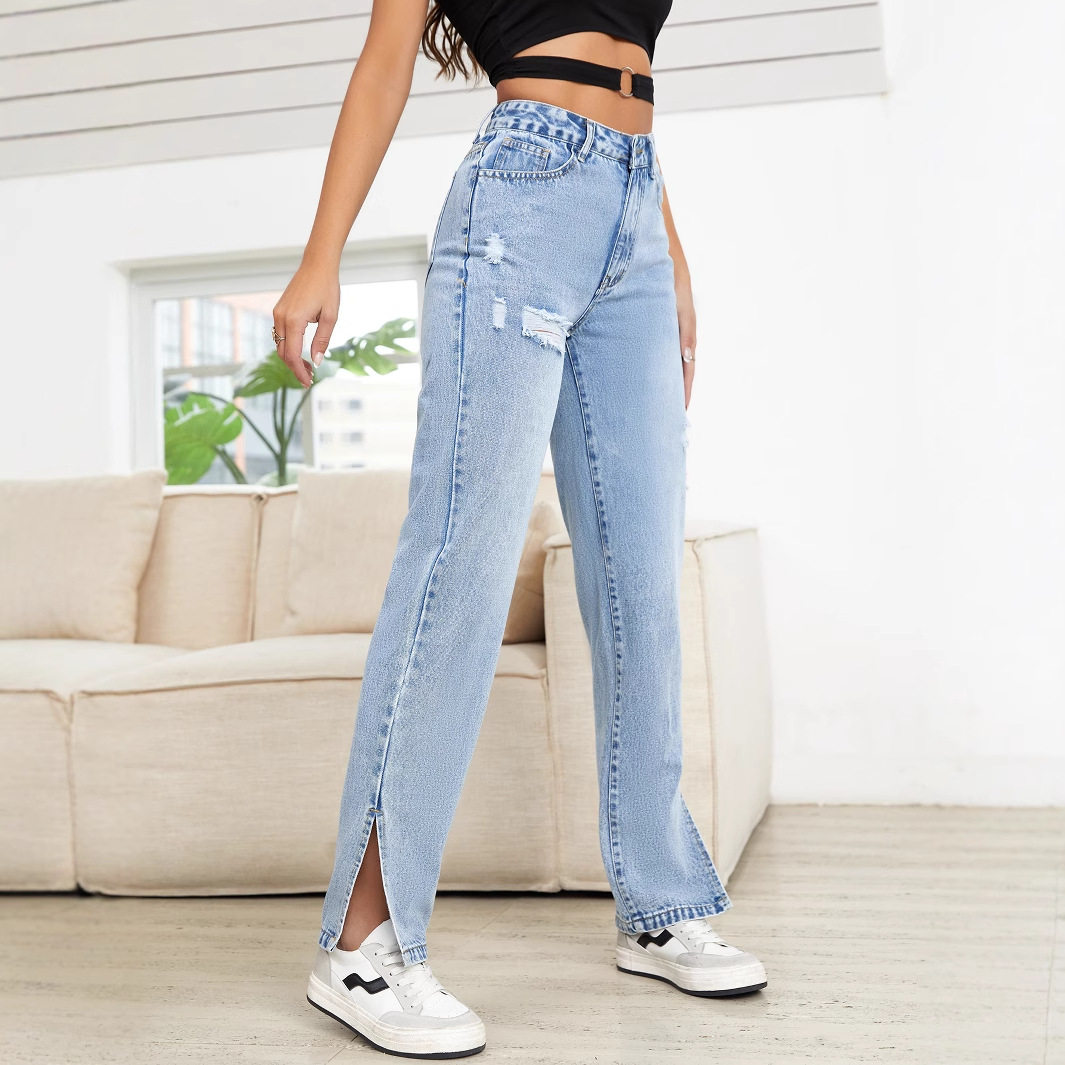 High Waisted Straight Leg Jeans Slim Fit Casual Style Comfortable Denim Womens Fashion Ready to Ship