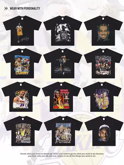 American-style blockbuster nba star printed T-shirt Owen Morant Curry James Kobe Ross cotton short sleeve men