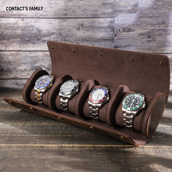 Retro Crazy Horse Leather Anti-Fall Mechanical Watch Storage Box Travel Portable Four-Pack Genuine Leather Watch Box