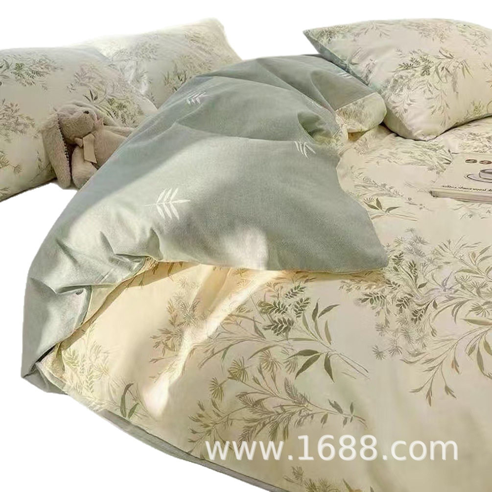 Thickened Brushed Four-Season Printed Small Fresh Four-Piece Student Dormitory Quilt Cover Three-Piece Set Cross-Border Foreign Trade Amazon