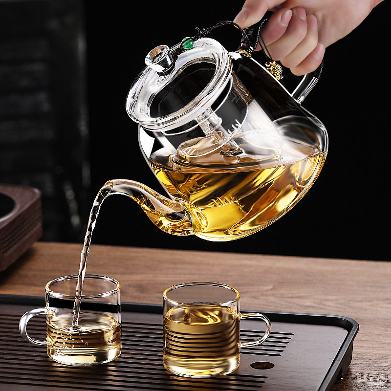 New High-Temperature-Resistant Electric Ceramic Stove Household Electric Kettle Teapot Glass Thickened High Borosilicate Teapot Set