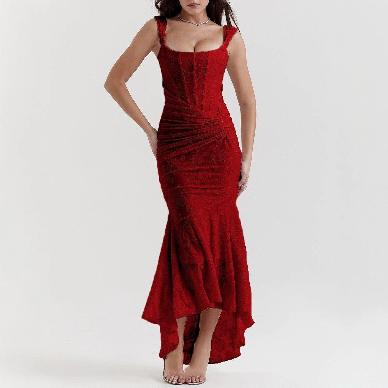 Sleeveless Bodycon Dress Solid Color Low Neckline Elegant Style Spring Summer Occasion Wholesale Available