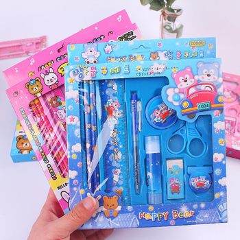 Stationery suit stationery box boys and girls school supplies Primary School students small gift 10-piece toy wholesale