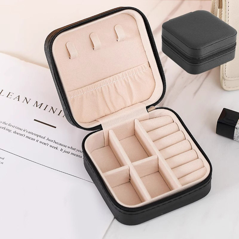 Simple ins macaron color jewelry storage box travel earrings necklace ring storage portable jewelry box