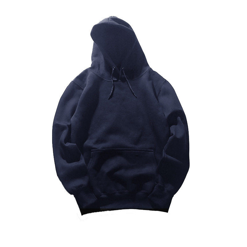 春秋毛圈纯色套头连帽卫衣可印图案空白抓绒秋冬加绒卫衣批发