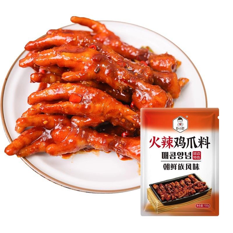 Korean style hot chicken feet sauce food chicken feet seasoning Turkey noodles flavor bagged chili sauce 100g