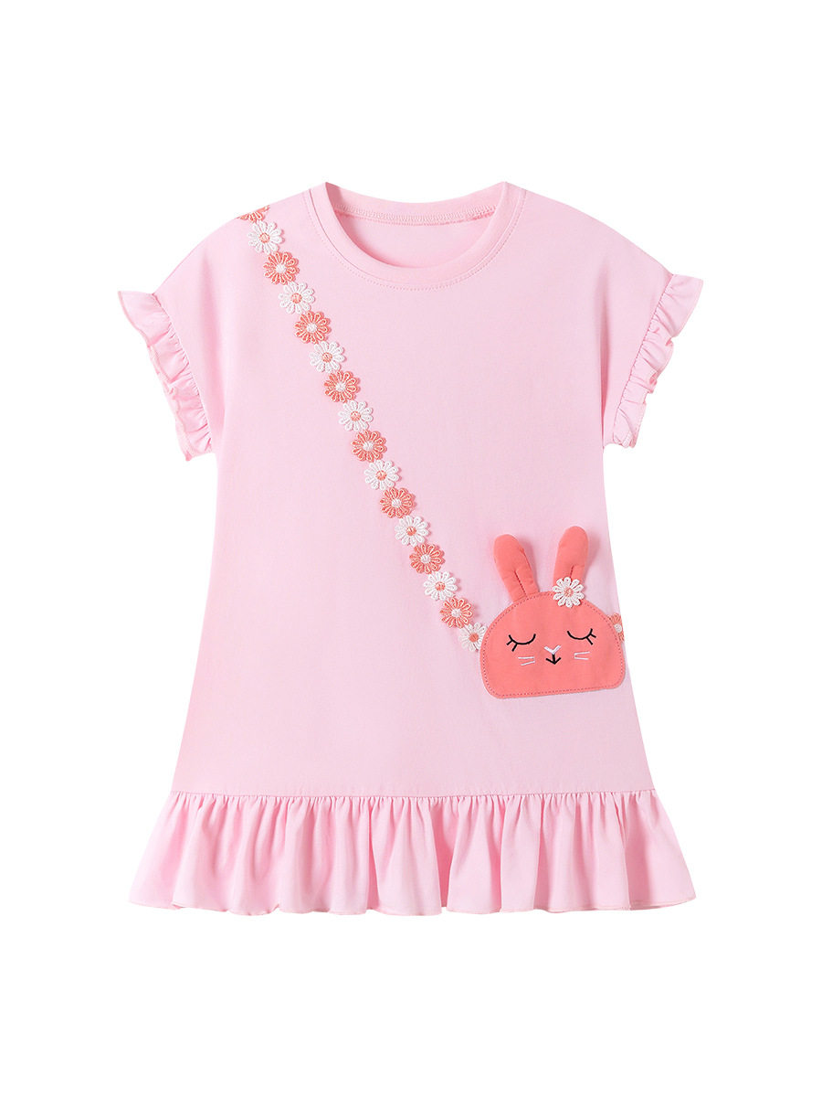 Girls' Dress, Summer Short-sleeve Kids' Dress, Cute Cartoon Baby Dress