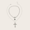European and American Cross-border Jewelry Gothic Style Hip Hop Necklace Retro Cross Pendant Five-pointed Star Clavicle Chain Necklace for Women