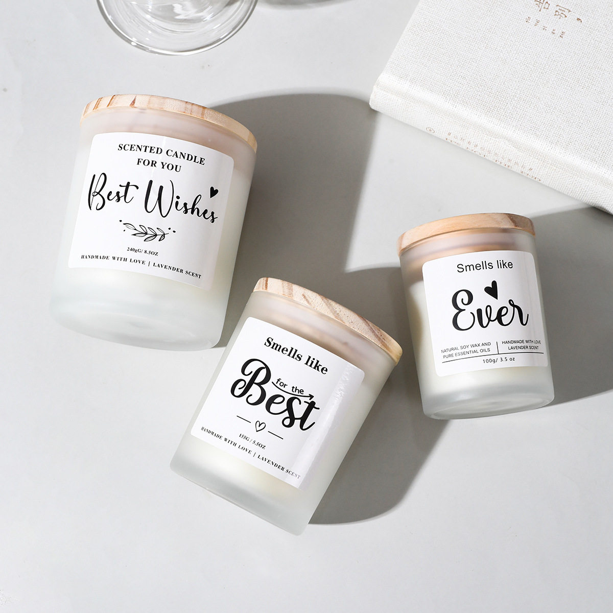 Frosted Glass Aromatherapy Candle Soy Wax Smoke-Free Home Bedroom Sleep Fragrance Plant Essential Oil Souvenir