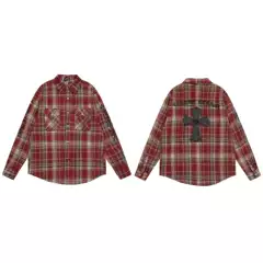 2024 Spring and Summer New Style Ch Embroidered Sanskrit Embroidered Leather Cross Woolen Shirt One Piece Wholesale Trend