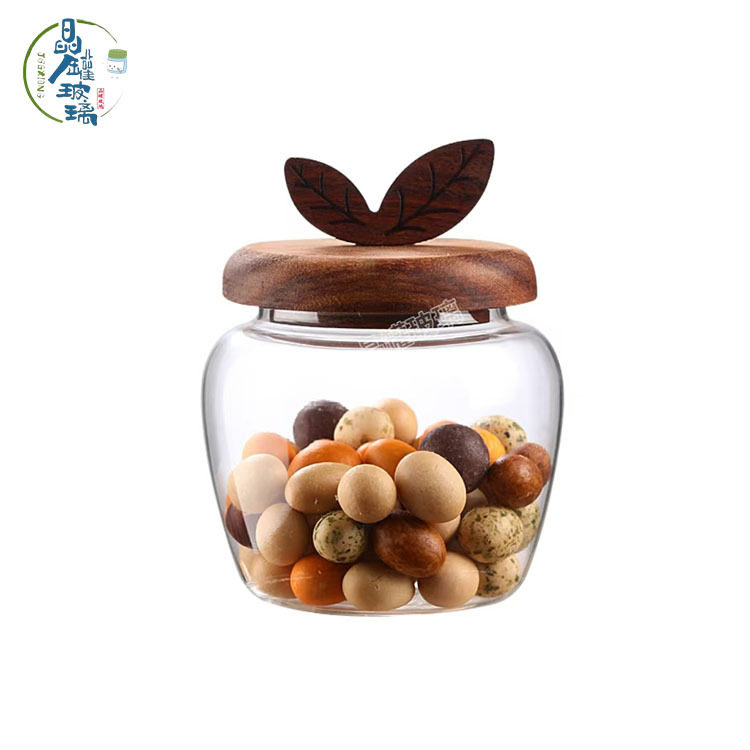Acacia Wood Glass Tea Cans Homestay Tea Room Scented Tea Candy Sealed Cans Household Snacks Coarse Cereals Storage Bottle