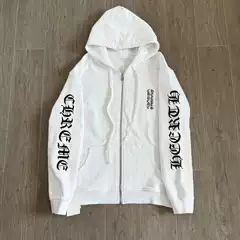 【In-Stock High-End Version】Ch Chrome Hearts 25Fw Dark Pattern Full-Print Classic Sanskrit Zipper Sweatshirt for Men and Women
