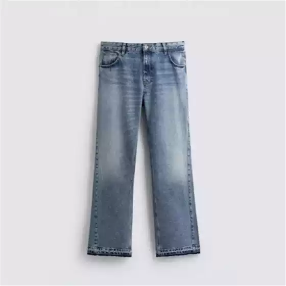 2025 New Autumn and Winter Men's Fashion Horn-Shaped Mid-Waist Slim Washed Flap Pocket Pants Decorated Jeans for Men 0840353