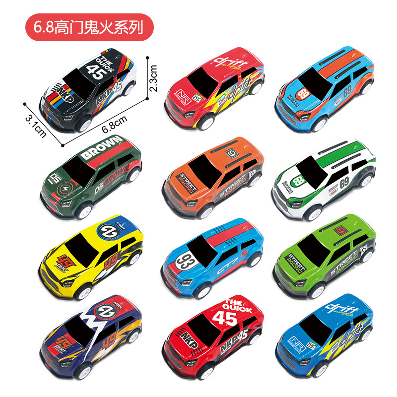 跨境迷你合金赛车铁皮车儿童回力赛车多款式仿真卡通小汽车批发