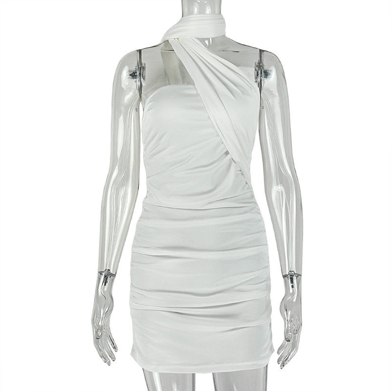 Bodycon Dress Halter Neck Ruched Elegant Fit Fashionable Design for Parties and Events Wholesale Available