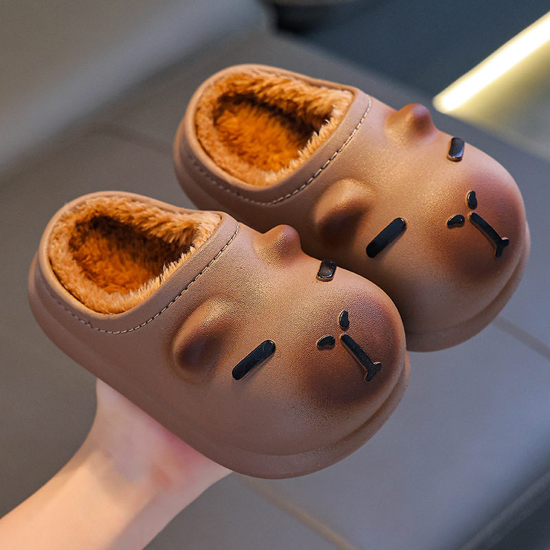 Kapibala Kidsren's Cotton Slippers for Girls 2025 New Winter Indoor Non-Slip Warm Baby Boy's Bag Heel Cotton Shoes