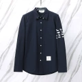 Navy blue embroidered Oxford long-sleeved shirt with puppy stripes