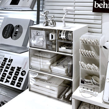 Stationery Desktop Storage Box Drawer Student Ins Cosmetic Office Pen Dormitory Acrylic Desk Rack
