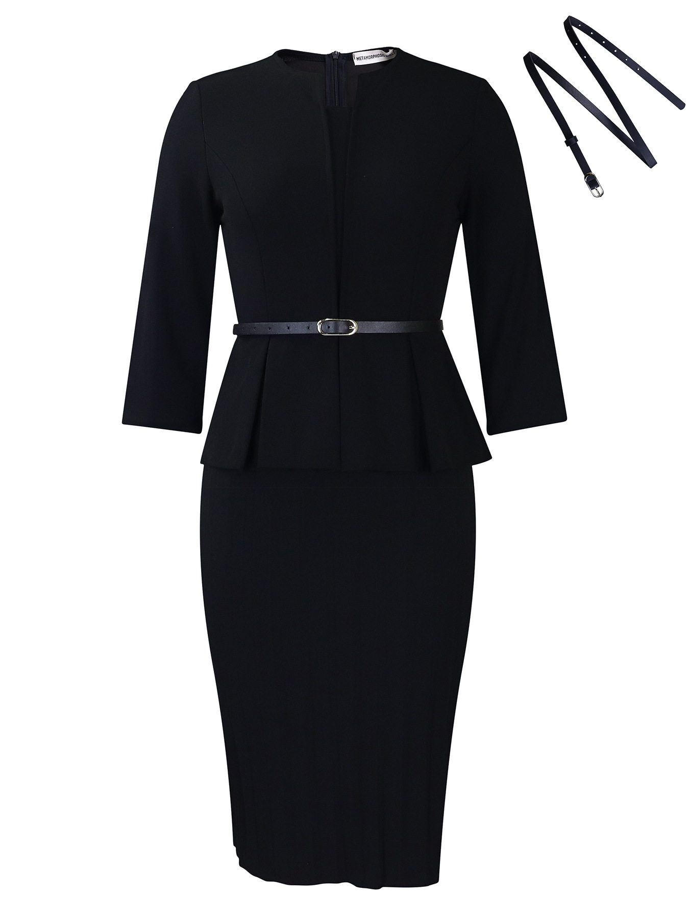 V Neck Ruffle Hem Pencil Skirt High Waist Slim Fit Elegant Design Winter Office Wear for Women Wholesale Available