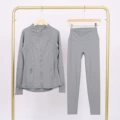 Medium gray jacket and cropped pants suit