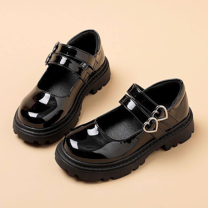 Girls' Leather Shoes 2025 Spring and Autumn New Children's Performance Shoes Black Dance Shoes Princess Shoes for Big Children Girls Soft Soles