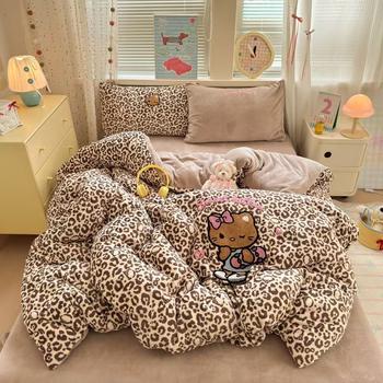 High Weight Milk Velvet Cute Cartoon Towel Embroidery Four-Piece Set Student Dormitory Baby Velvet Three-Piece Set Wholesale
