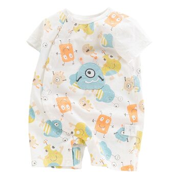 Baby short-sleeved jumpsuit summer cute homewear baby cotton sleeping clothes thin romper romper