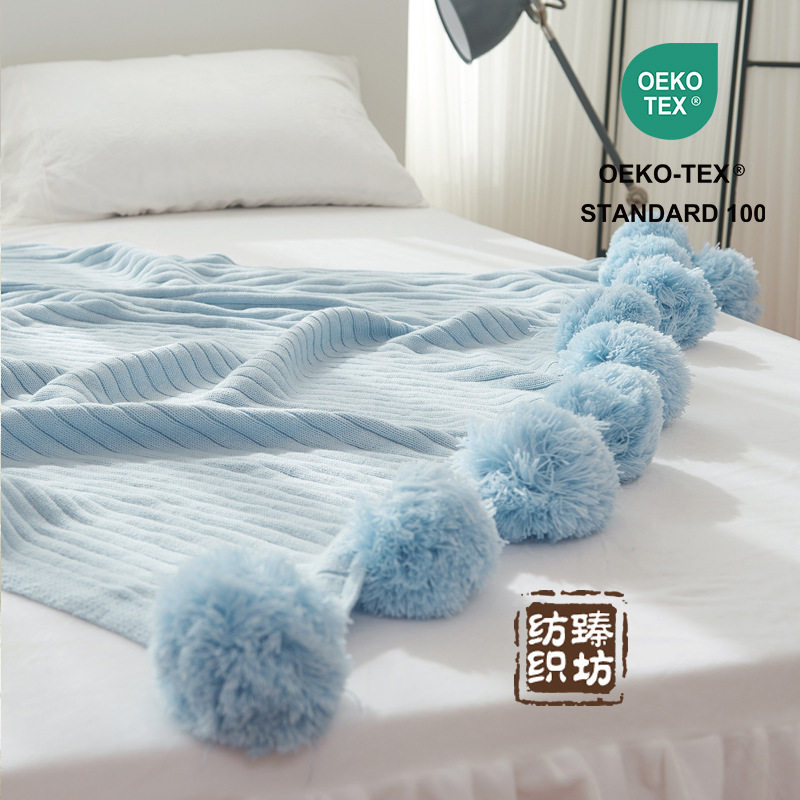 Cotton Wool Ball Knitted Blanket Beauty Salon Summer Throw Blanket Cotton Shawl Blanket with Towel Photo Props Sofa Blanket