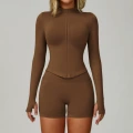 7725 jacket + 7790 shorts—dark brown