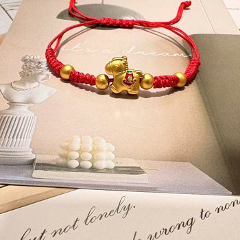 The New Zodiac Year Red Rope Golden Pony Jewelry Hides Beautiful Expectations DIY Beaded Bracelet Hair Rope Jewelry Accessories