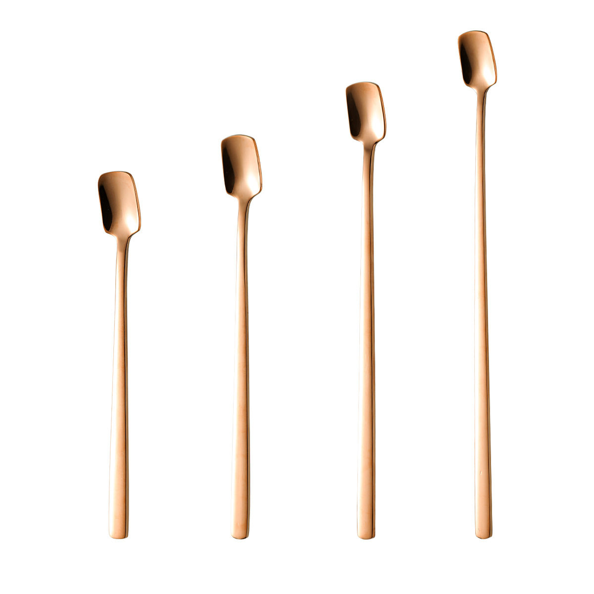 304 Stainless Steel Square Head Spoon Honey Spoon High-Value Dessert Shovel Coffee Stirring Spoon Creative Ice Spoon Tableware