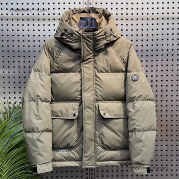 Winter New High-End Men's Hooded Large Pocket Cold-Proof Warm Thick Short down Jacket with Tags