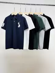 Polowalk Men's Malaysian Logo Embroidered Lapel Polo Shirt Summer New Rl Loose Casual Short-Sleeved T-Shirt Trendy