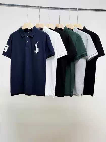 Polowalk Men's Malaysian Logo Embroidered Lapel Polo Shirt Summer New Rl Loose Casual Short-Sleeved T-Shirt Trendy
