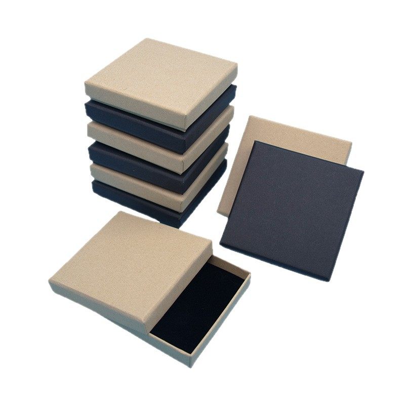 Amazon Packaging Box Cowhide Black Thin Heaven and Earth Cover Box Necklace Cross-Border Packaging Refrigerator Magnet Flat Mirror Small Gift Box