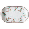 Nordic Hand-painted Leaves Ceramic Tableware Set with Handle Plate Dinner Plate Household Dish Plate Fish Plate Neat Bowl Snack Dish