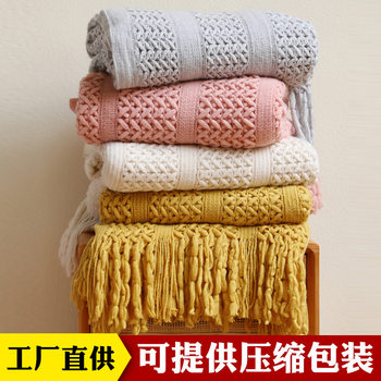 Nordic Sofa Blanket, Knitted Blanket, B&B Hotel Throw Blanket, Bedside Towel, Hollow Blanket, Bedside Blanket, Throw Blanket