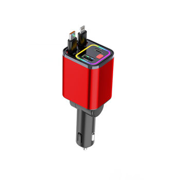 Ambient lamp with telescopic wire car charger suitable for car cigarette lighter mouth super fast charger four in one