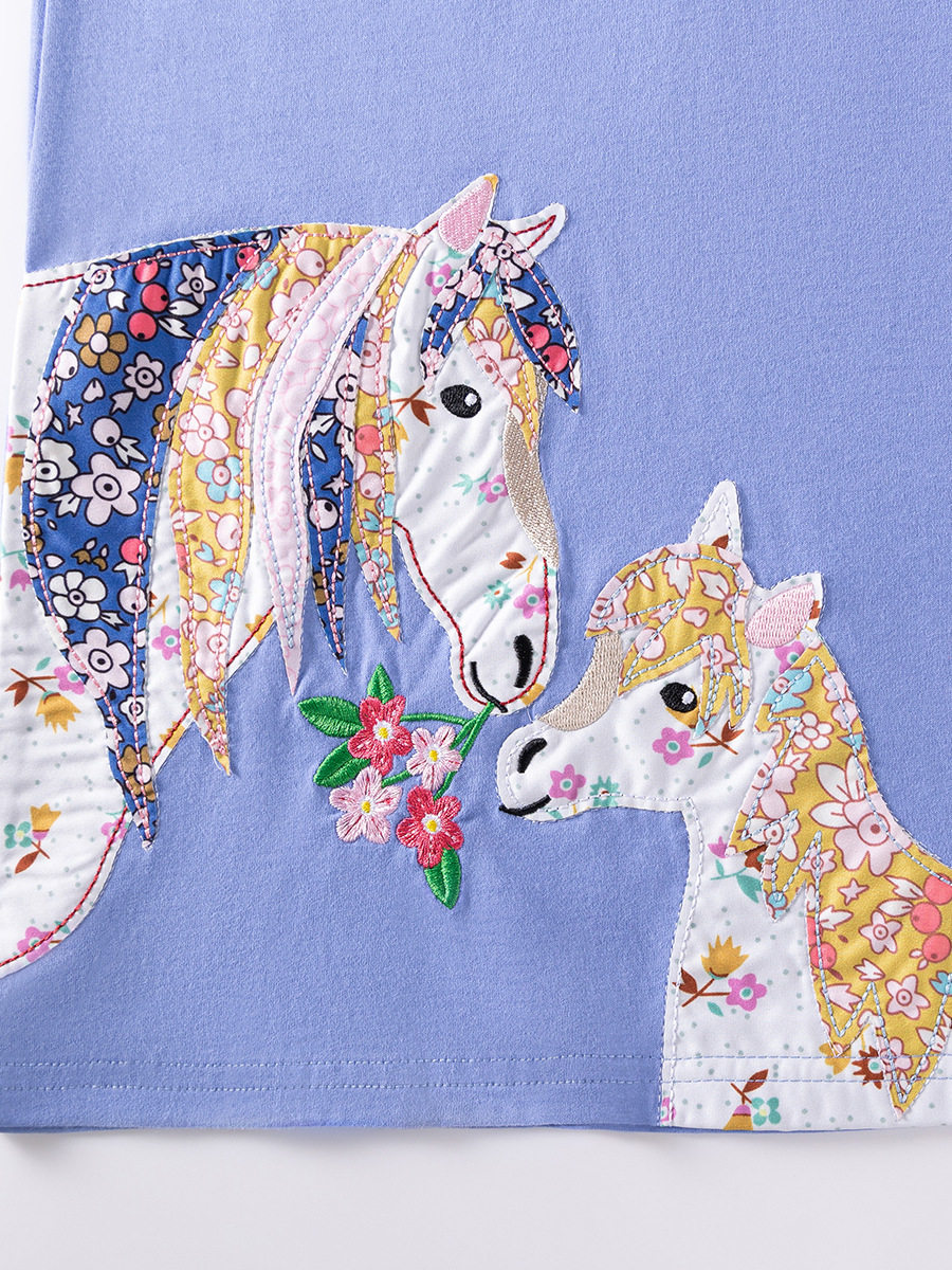 [Style] Girls' Dress, Cartoon Striped Girls' Skirt, Cotton Kids' Dress for Autumn