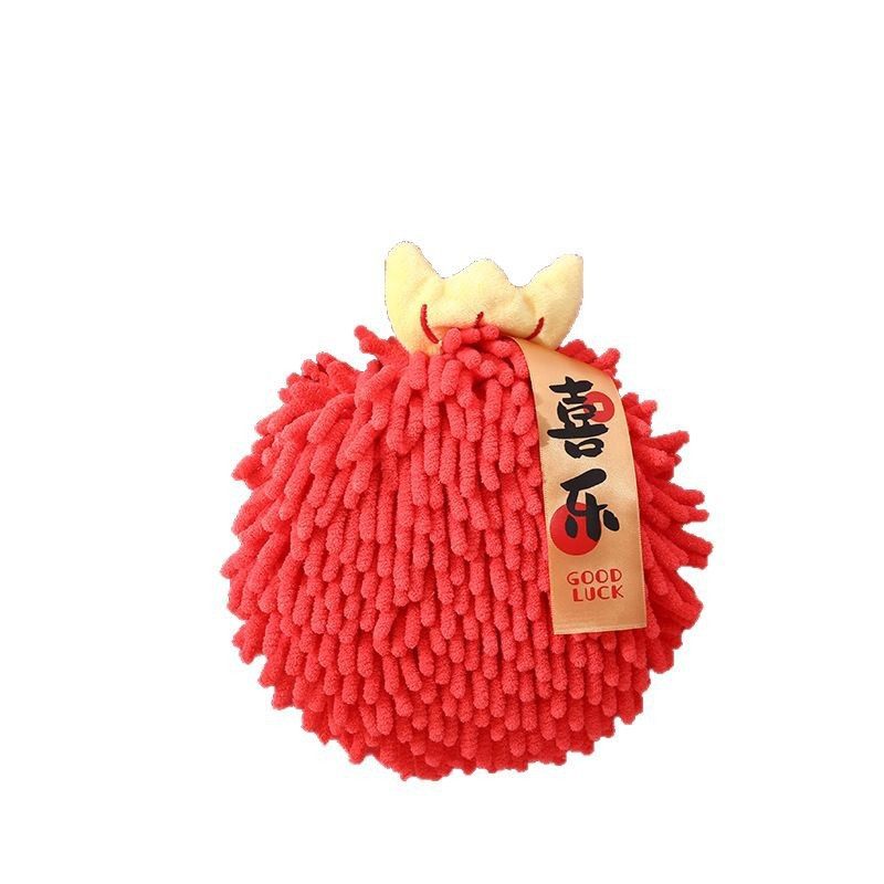 Cartoon Absorbent New Year's Day Festive Red Hand Towel Soft and Friendly Hanging Towel Cleaning Multifunctional Hand Towel