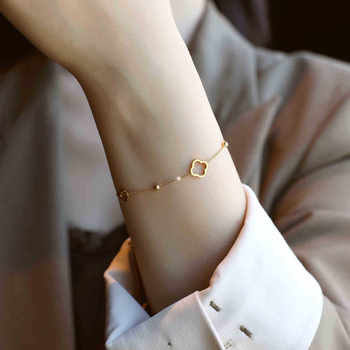 Light Luxury Simple Hollow Four-leaf Clover Titanium Steel Bracelet Girl Fashion Niche Design Exquisite New Arrival Bracelet Without Fading