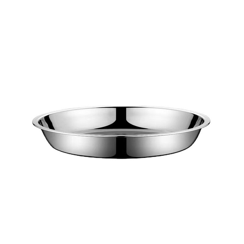 304 Stainless Steel Disc Non-Magnetic Thickened Soup Plate Restaurant Dining Room Iron Plate Dish Household Dumpling Plate