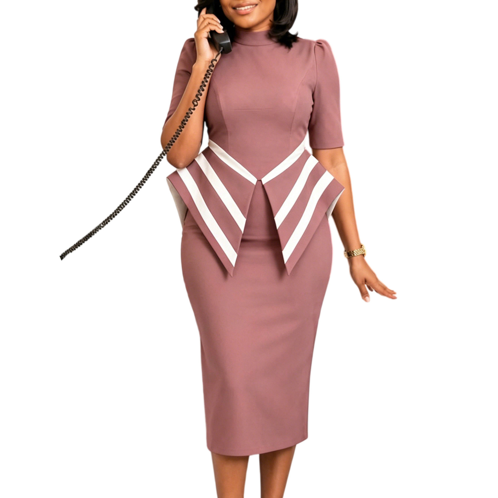 Elegant OL Bodycon Dress Fashionable 5 Point Sleeve Suitable for African and European Styles Wholesale Available