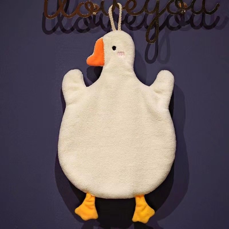 Big Goose hand towel kitchen hanging towel functional towel cartoon hanging towel coral velvet hanging towel absorbent kitchen towel dish towel