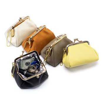New Coin Purse Women's Creative Mini Storage Mouth Gold Bag Japanese Style Small Genuine Leather Coin Purse Cowhide Mouth Gold Bag