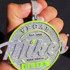 European and American Trendy Versatile Hip-Hop Necklace Round Letter Moissanite Pendant Set Foreign Trade Men's Accessories Wholesale in Stock