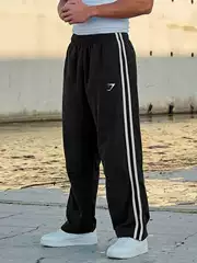 Cross-Border New Men's Fitness Sports Casual Long Pants Straight-Leg Striped Training Cycling Shark Pants Gymshark